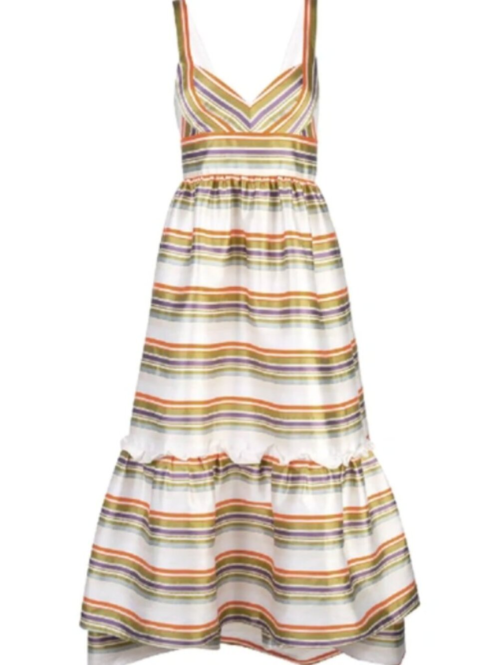 Jill Stuart Striped High-Low Ruffle Maxi Dress w/ POCKETS!